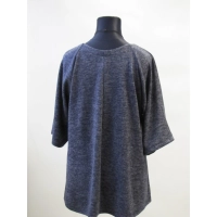 Ciepła trapezowa Tunika z wydłużonym tyłem - granatowy melanż